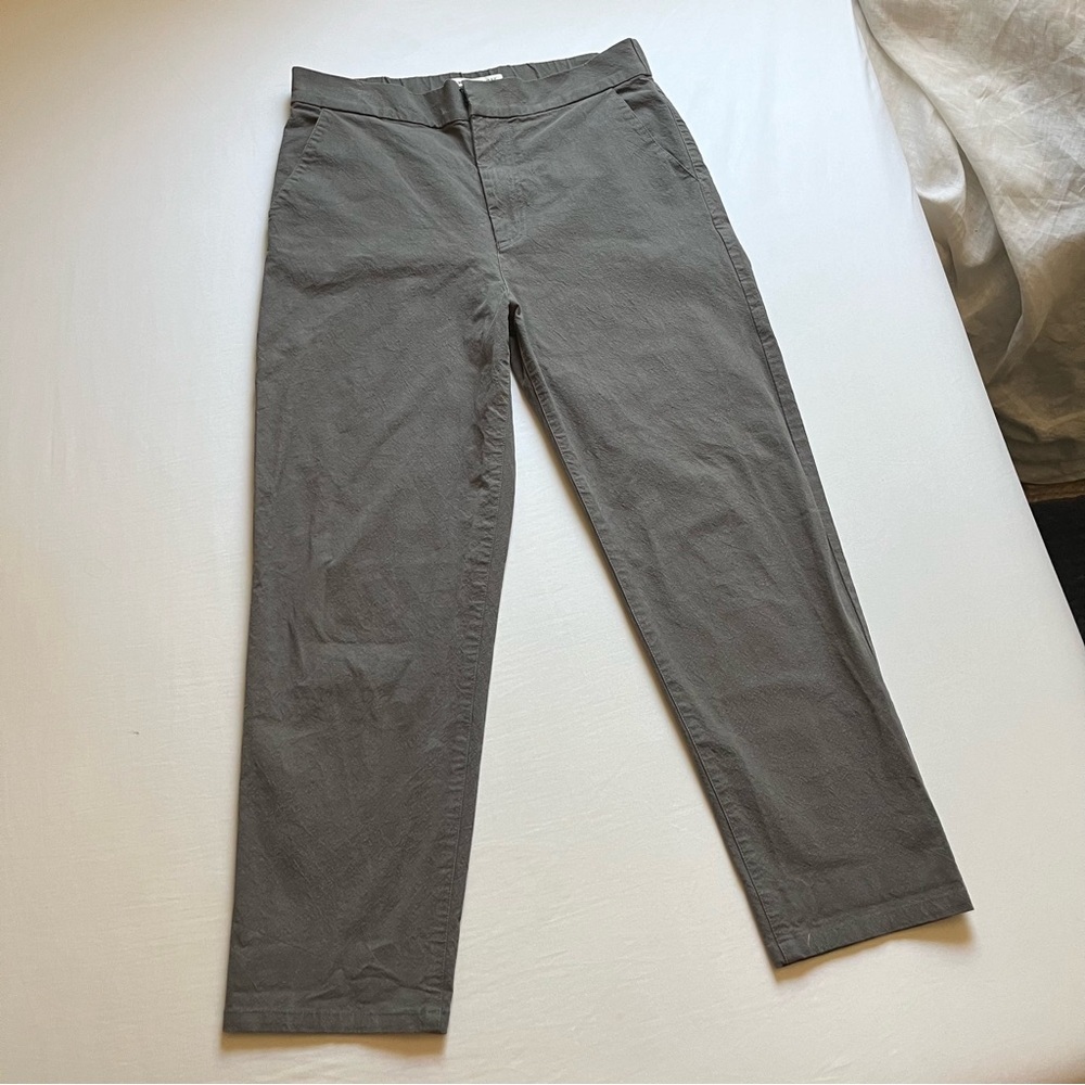 TWO DAYS OFF‎ grey cotton tapered leg cropped pants